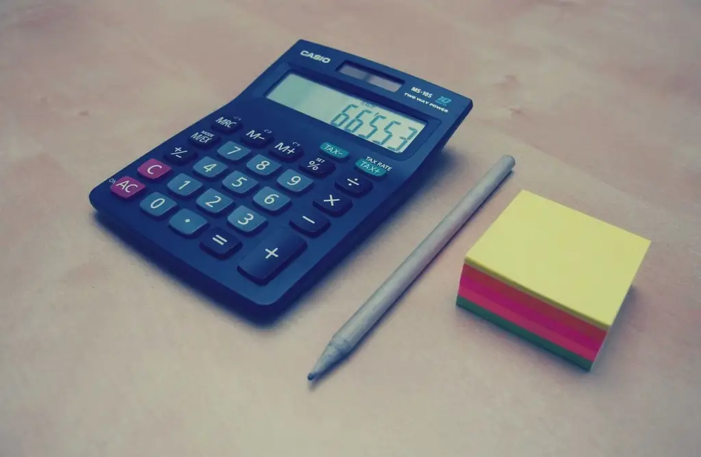 Calculator and financial documents on a desk for planning a credit card payoff before interest kicks in